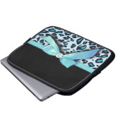 Blaue Leoparddruckband-Bogengraphik Laptopschutzhülle (Vorne Knopf)