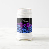 Blaue Leoparde mit personalisiertem Namen, lila Bu Bierglas (Mittel)