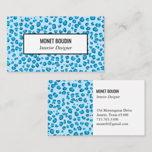 Blaue Leoparden - Moderne Tierausgabe Visitenkarte (Vorne/Hinten)