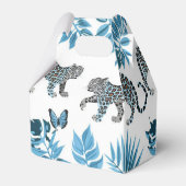 Blaue Leoparden und Schmetterling mit Palmen-Blätt Geschenkschachtel (Rückseite)