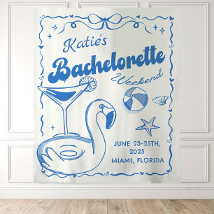 Blaue letzte Toast-Strand-Junggesellinnenparty-Tap Wandteppich