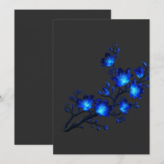 Blaue leuchtende Floralzweig-Einladungskarte Einladung