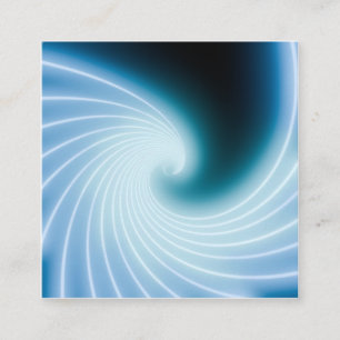 Blaue leuchtende Neon-Linienkunstwelle Quadratische Visitenkarte