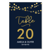 Blaue Leuchtenklammern Bearbeitbare Tischnummer (Vorderseite)