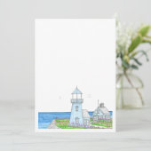 Blaue Leuchtturm-Einladung Einladung (Stehend Vorderseite)