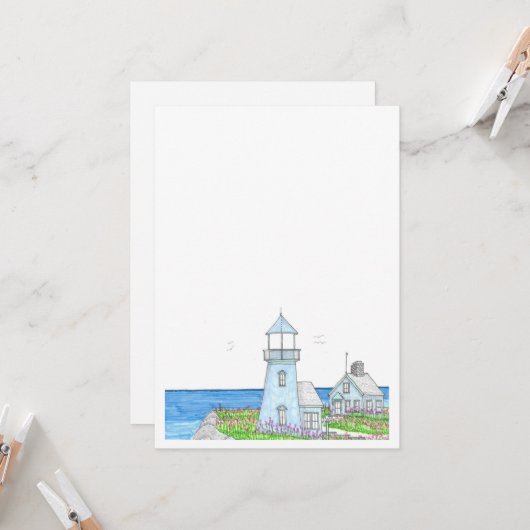 Blaue Leuchtturm-Einladung Einladung (Vorderseite/Rückseite Beispiel)