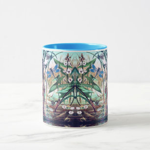 Blaue Libelle am Teich Vintage-Illustration Tasse
