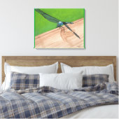 Blaue Libelle auf einer schienengepeitschten Canva Leinwanddruck (Insitu (Schlafzimmer))