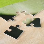 Blaue Libelle auf grünem Blatt Puzzle (Seite)