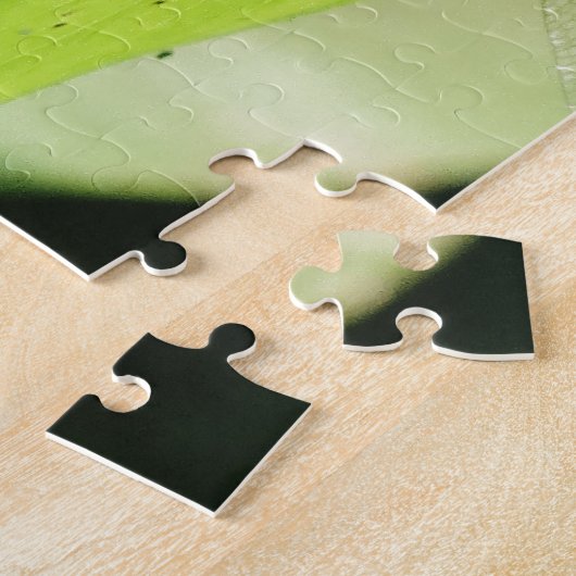 Blaue Libelle auf grünem Blatt Puzzle (Seite)