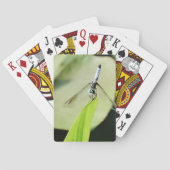 Blaue Libelle auf grünem Blatt Spielkarten (Rückseite)