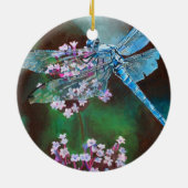 Blaue Libelle auf wilden Knoblauch Keramikornament (Hinten)