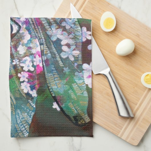 Blaue Libelle auf wilden Knoblauch Küchentuch (Viertel Falte)