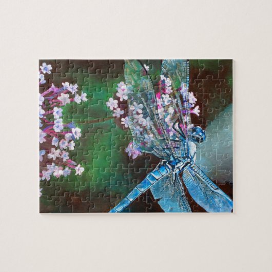 Blaue Libelle auf wilden Knoblauch Puzzle (Horizontal)