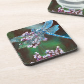 Blaue Libelle auf wilden Knoblauch Untersetzer (Linke Seite)