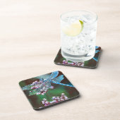 Blaue Libelle auf wilden Knoblauch Untersetzer (Rechte Seite)