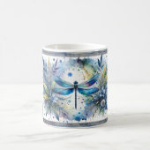 Blaue Libelle Botanische Aquarellmalerei Kaffeetasse (Mittel)