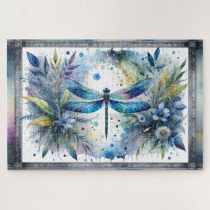 Blaue Libelle Botanische Aquarellmalerei Puzzle