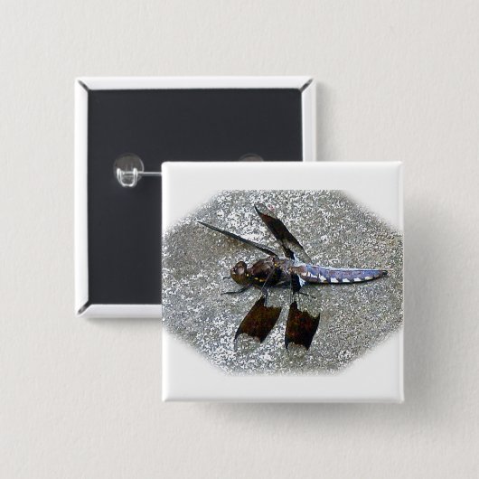Blaue Libelle Button (Vorne & Hinten)