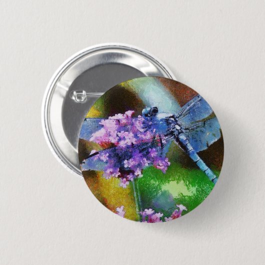 Blaue Libelle Button (Vorne & Hinten)