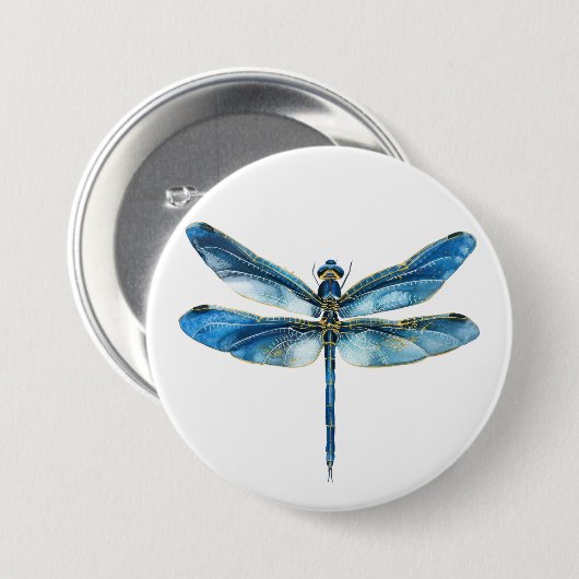 Blaue Libelle Button (Vorne & Hinten)