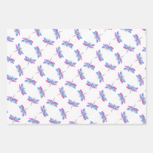 Blaue Libelle Geschenkpapier Set (Vorderseite)