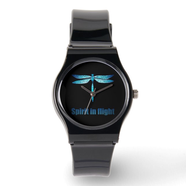 Blaue Libelle in der Illustration Armbanduhr (Vorderseite)