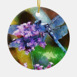 Blaue Libelle Keramik Ornament