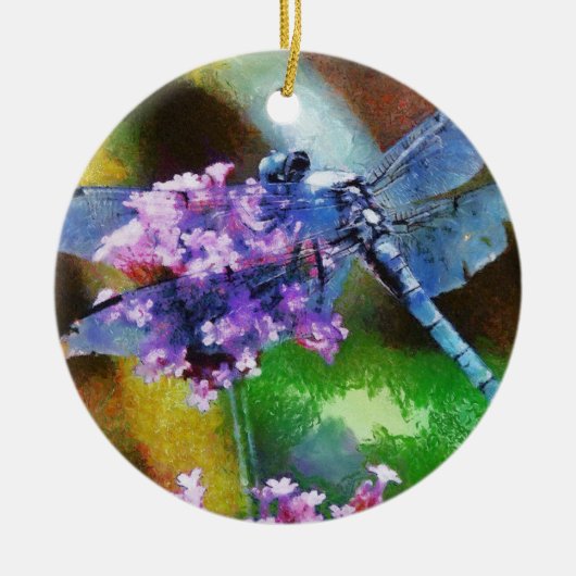 Blaue Libelle Keramik Ornament (Vorne)
