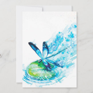 Blaue Libelle Landing Leinwand drucksvoll| schöne  Feiertagskarte
