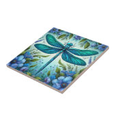 Blaue Libelle mit Blume Fliese (Seite)