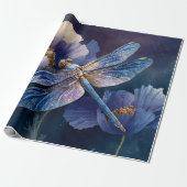 Blaue Libelle mit goldenen Flügeln Decoupage Geschenkpapier (Ungerollt)