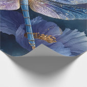 Blaue Libelle mit goldenen Flügeln Decoupage Geschenkpapier (Ecke)