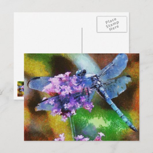 Blaue Libelle Postkarte (Vorne/Hinten)