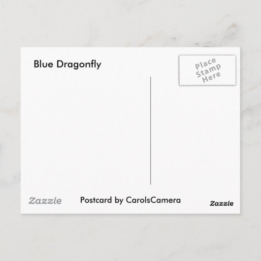 Blaue Libelle Postkarte (Rückseite)