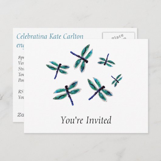 Blaue Libelle Postkarte (Vorne/Hinten)