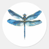 Blaue Libelle Runder Aufkleber (Vorderseite)