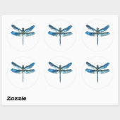 Blaue Libelle Runder Aufkleber (Blatt)