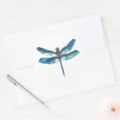 Blaue Libelle Runder Aufkleber (Umschlag)