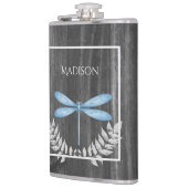 Blaue Libelle Rustikale Flasche Flachmann (Links)