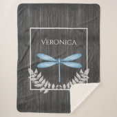 Blaue Libelle Rustikale Personalisierte Sherpa Bla Sherpadecke (Vorderseite)