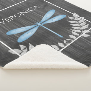 Blaue Libelle Rustikale Personalisierte Sherpa Bla Sherpadecke