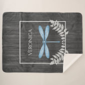 Blaue Libelle Rustikale Personalisierte Sherpa Bla Sherpadecke (Vorderseite (Horizontal))