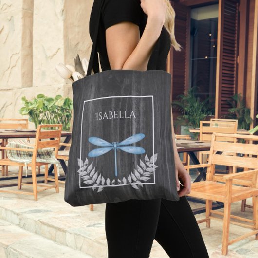 Blaue Libelle Rustikale Personalisierte Tote Tasch Tasche