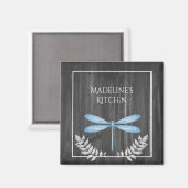 Blaue Libelle Rustikaler Magnet (Vorderseite/Rückseite)