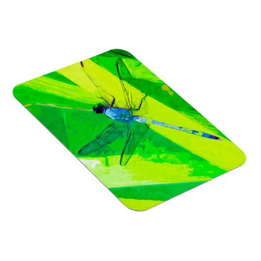Blaue Libelle über Abstrakten Impressionismus Magnet (Rechte Seite)