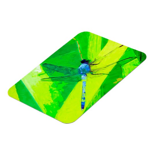 Blaue Libelle über Abstrakten Impressionismus Magnet (Linke Seite)