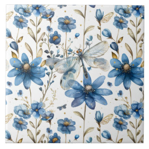 Blaue Libelle und Blume Keramik Tiles Fliese
