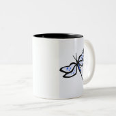 Blaue Libelle Zweifarbige Tasse (VorderseiteRechts)