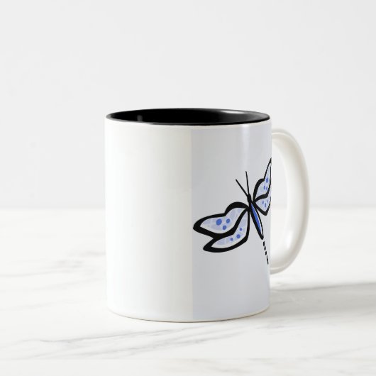 Blaue Libelle Zweifarbige Tasse (VorderseiteRechts)
